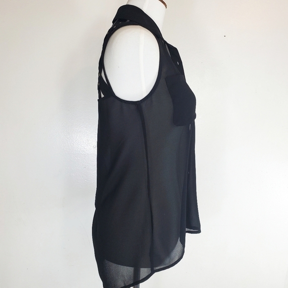 Bcbgeneration Button Down Black Tank Top Xsmall Preowned - Picture 5 of 8